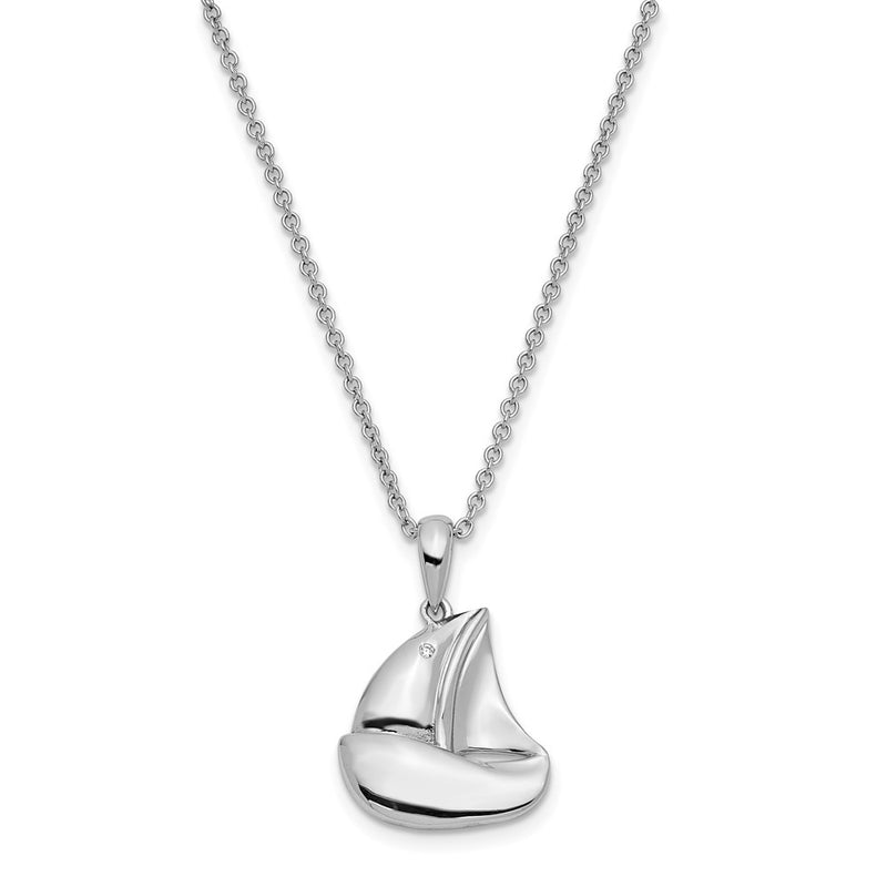 Sterling Silver Sentimental Expressions Rhodium-Plated Cz Explore Your World 14In. Necklace With 2In. Ext