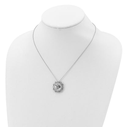Sterling Silver Sentimental Expressions Rhodium-Plated Cz Antiqued You Are My Life 18In. Necklace