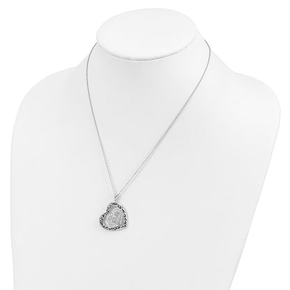 Sterling Silver Sentimental Expressions Rhodium-Plated Cz Antiqued My Blended Family 18In. Necklace