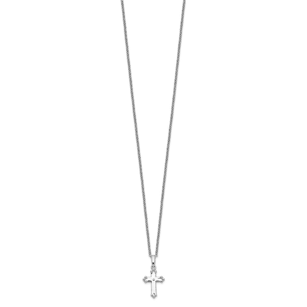 Sterling Silver Sentimental Expressions Rhodium-Plated Cz Believe Big 14In. Necklace With 2In. Ext