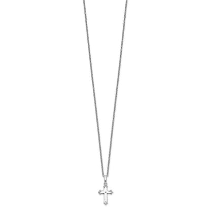Sterling Silver Sentimental Expressions Rhodium-Plated Cz Believe Big 14In. Necklace With 2In. Ext