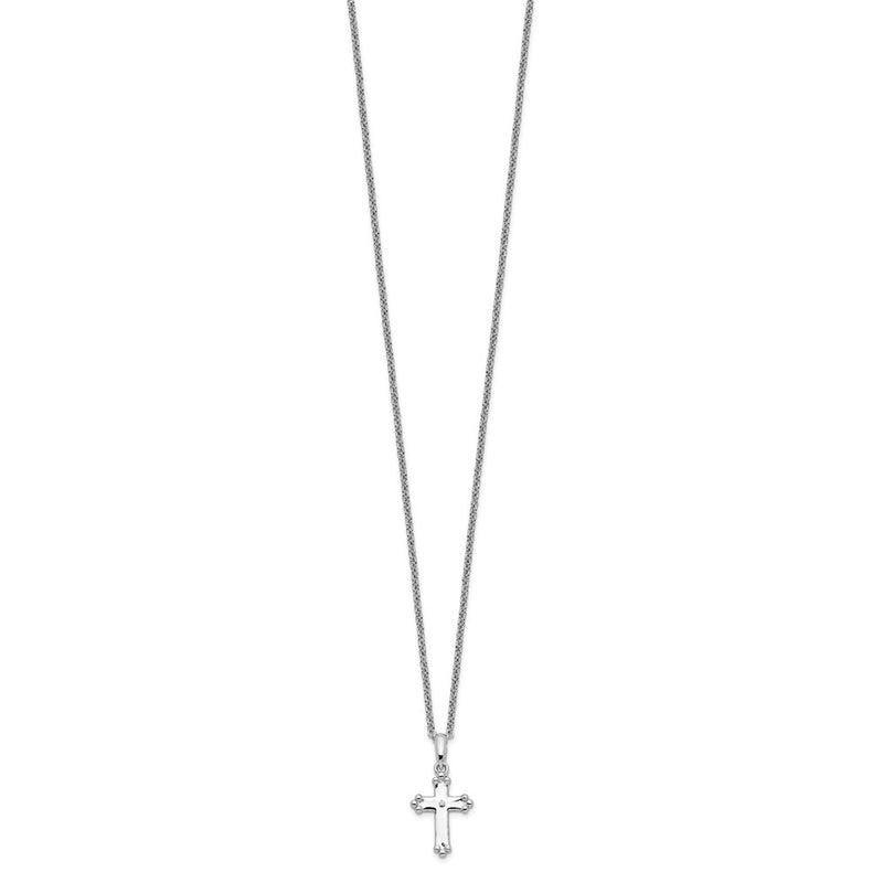 Sterling Silver Sentimental Expressions Rhodium-Plated Cz Believe Big 14In. Necklace With 2In. Ext