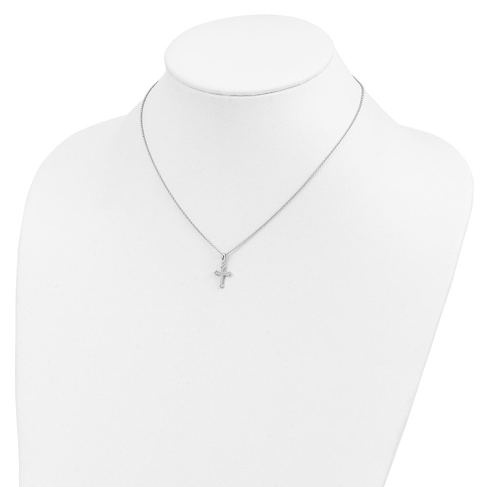 Sterling Silver Sentimental Expressions Rhodium-Plated Cz Believe Big 14In. Necklace With 2In. Ext
