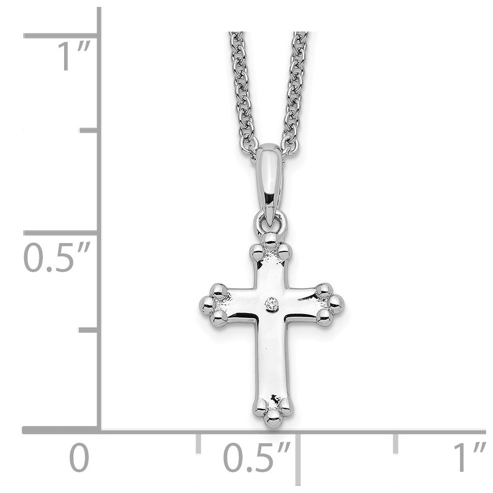 Sterling Silver Sentimental Expressions Rhodium-Plated Cz Believe Big 14In. Necklace With 2In. Ext