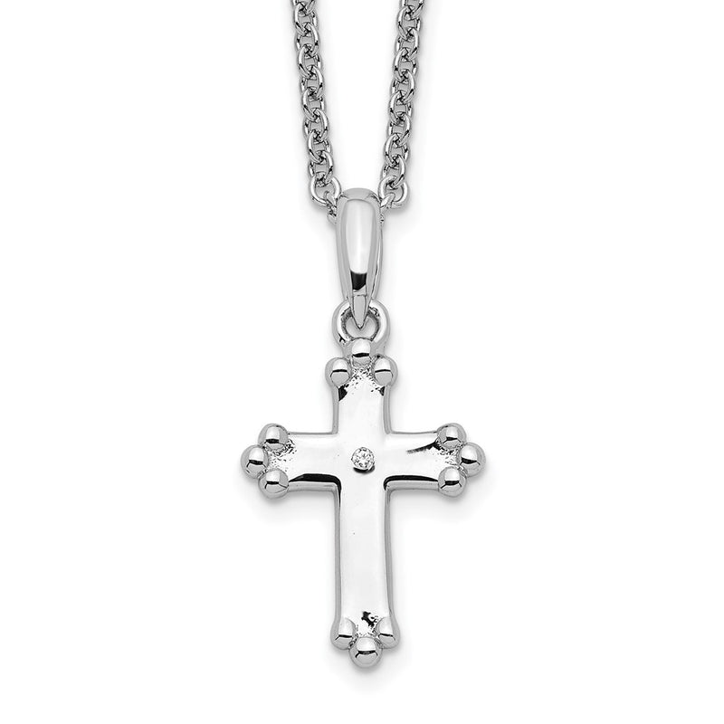 Sterling Silver Sentimental Expressions Rhodium-Plated Cz Believe Big 14In. Necklace With 2In. Ext