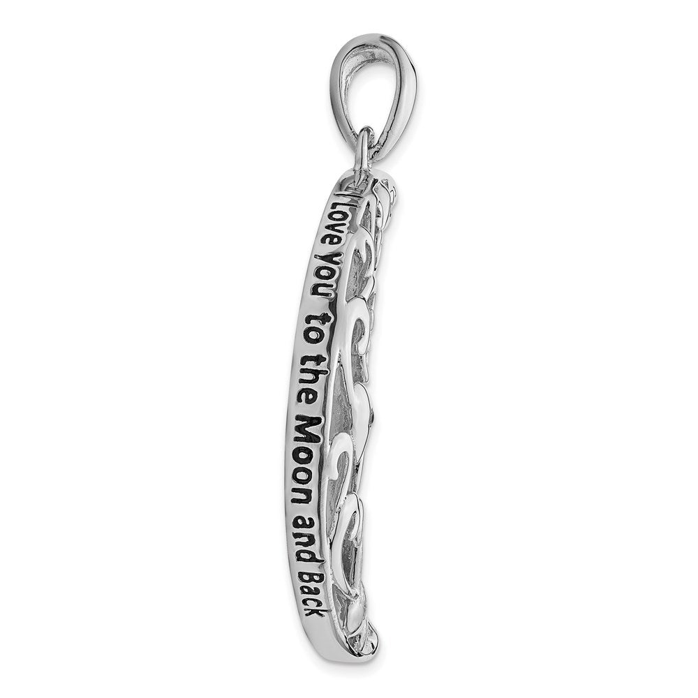Sterling Silver Sentimental Expressions Rhodium-Plated Cz Antiqued Love You To The Moon And Back 18In. Necklace