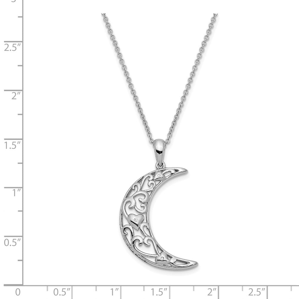 Sterling Silver Sentimental Expressions Rhodium-Plated Cz Antiqued Love You To The Moon And Back 18In. Necklace