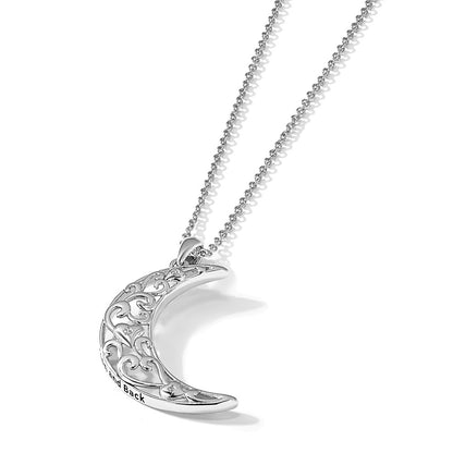 Sterling Silver Sentimental Expressions Rhodium-Plated Cz Antiqued Love You To The Moon And Back 18In. Necklace