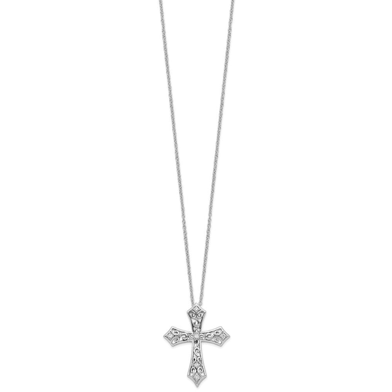 Sterling Silver Sentimental Expressions Rhodium-Plated Cz I Still Believe 18In. Necklace