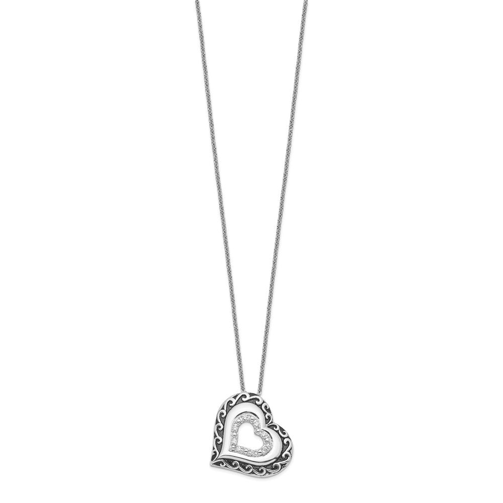 Sterling Silver Sentimental Expressions Rhodium-Plated Cz Antiqued Mother Of The Bride 18In. Necklace
