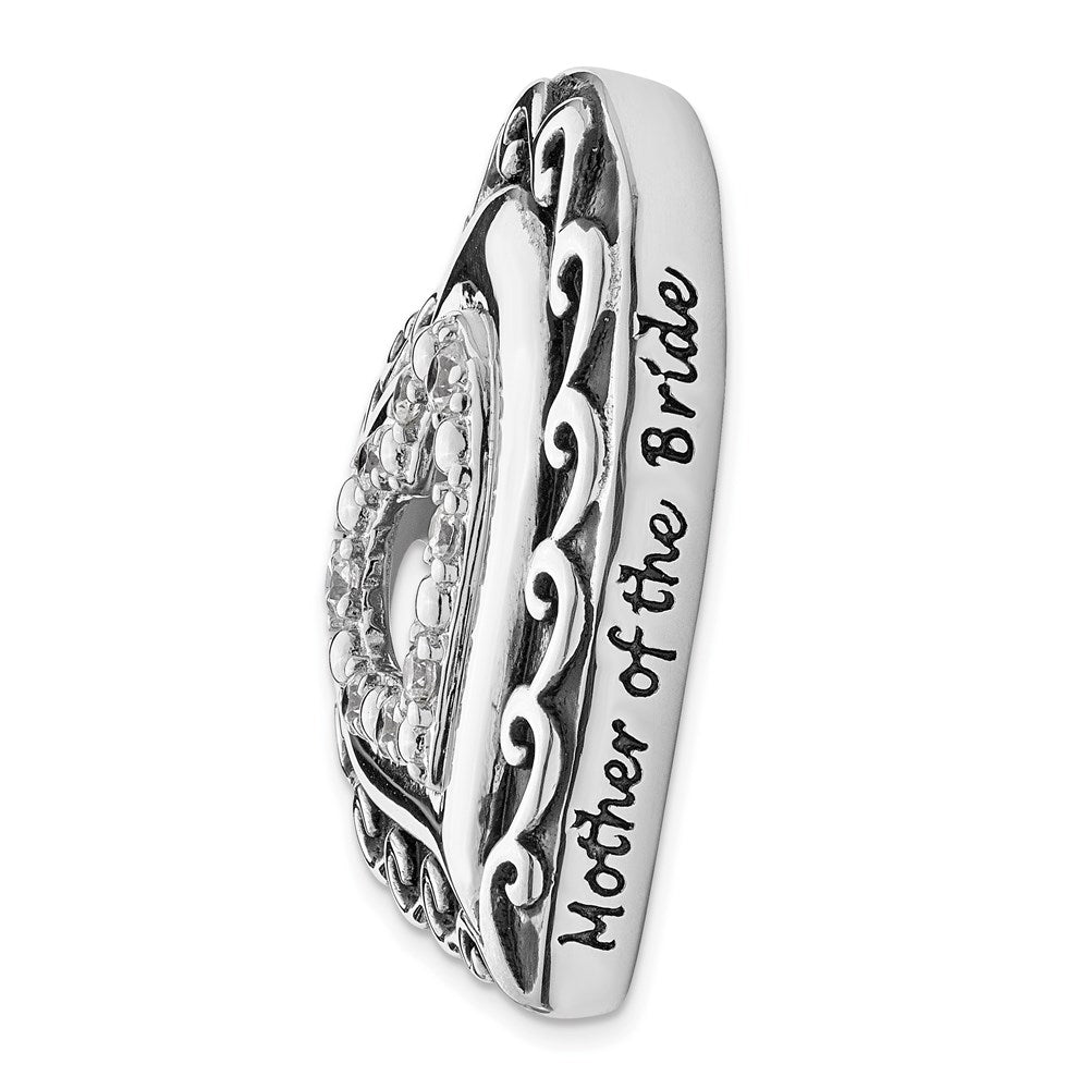Sterling Silver Sentimental Expressions Rhodium-Plated Cz Antiqued Mother Of The Bride 18In. Necklace