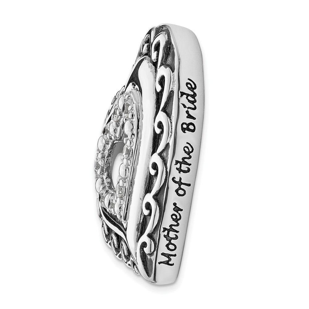 Sterling Silver Sentimental Expressions Rhodium-Plated Cz Antiqued Mother Of The Bride 18In. Necklace