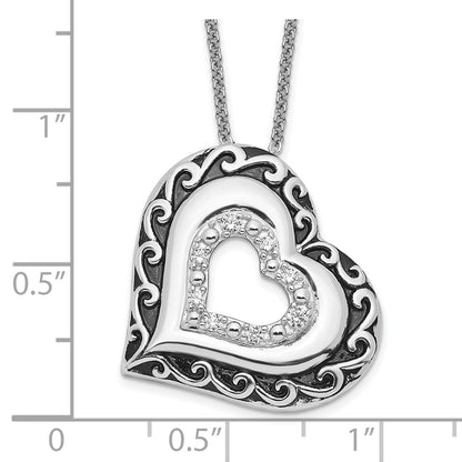 Sterling Silver Sentimental Expressions Rhodium-Plated Cz Antiqued Mother Of The Bride 18In. Necklace
