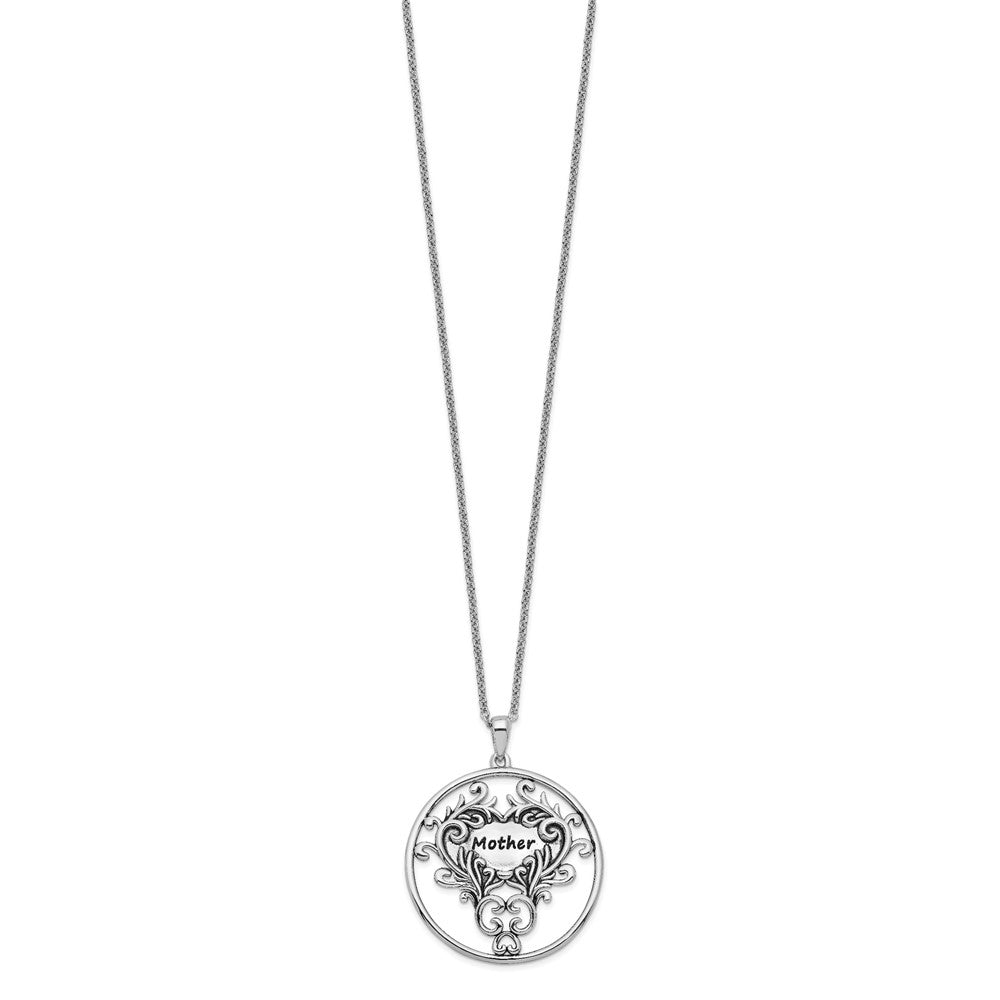 Sterling Silver Sentimental Expressions Rhodium-Plated Antiqued Mother 18In. Necklace
