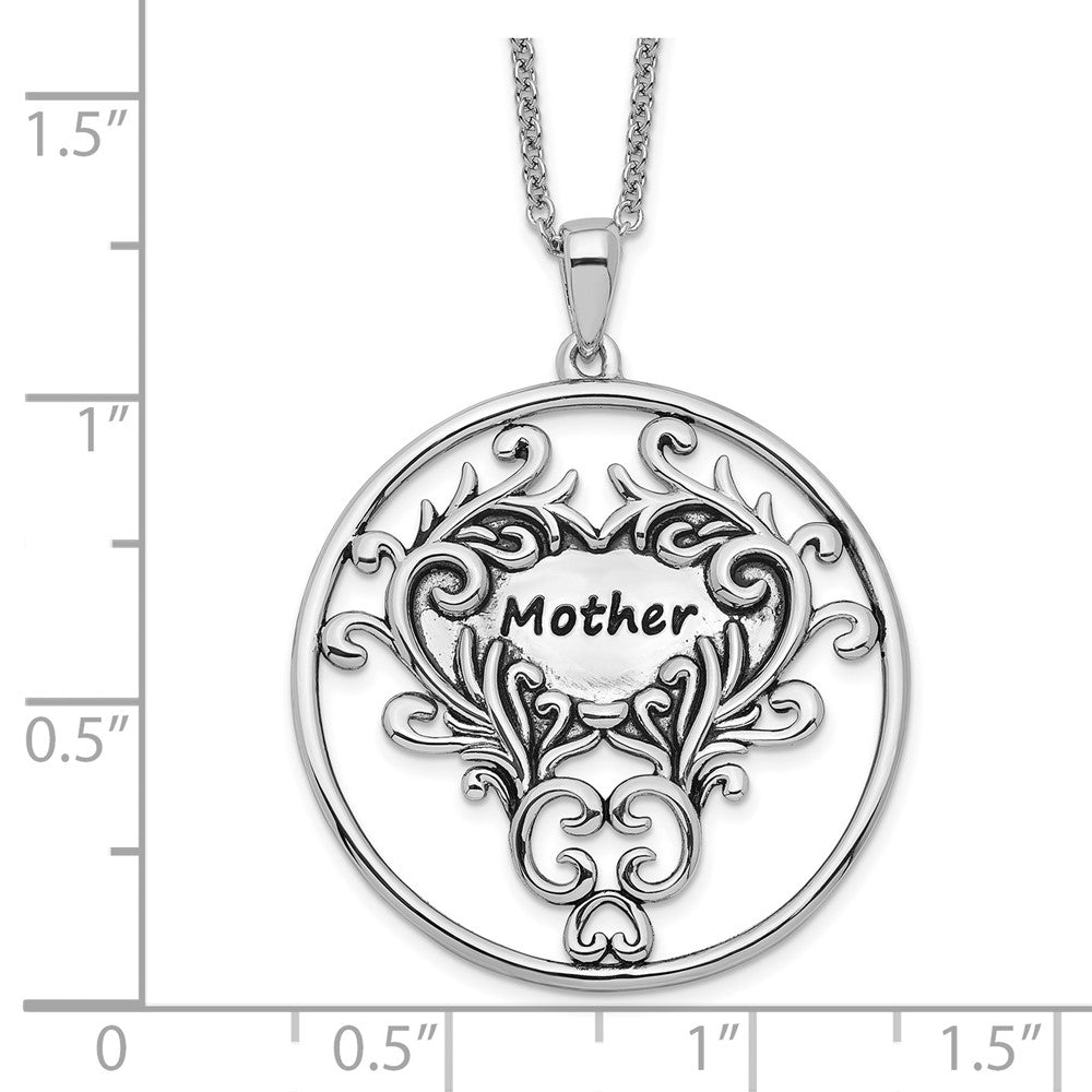 Sterling Silver Sentimental Expressions Rhodium-Plated Antiqued Mother 18In. Necklace