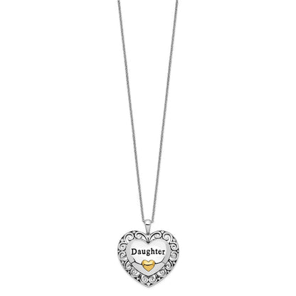 Sterling Silver Sentimental Expressions Gold-Plated Antiqued Daughter 18In. Necklace