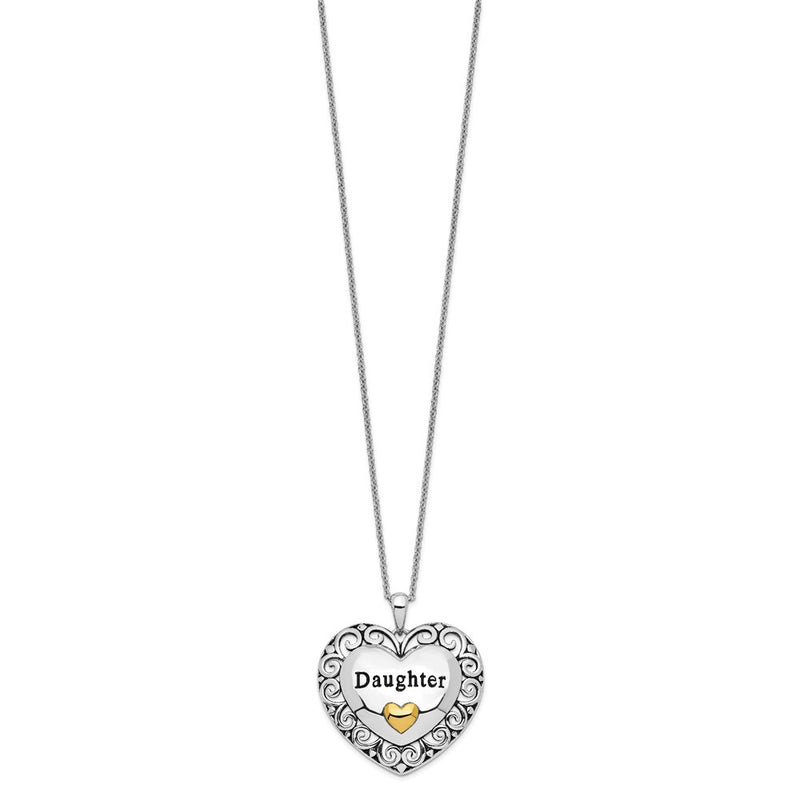 Sterling Silver Sentimental Expressions Gold-Plated Antiqued Daughter 18In. Necklace
