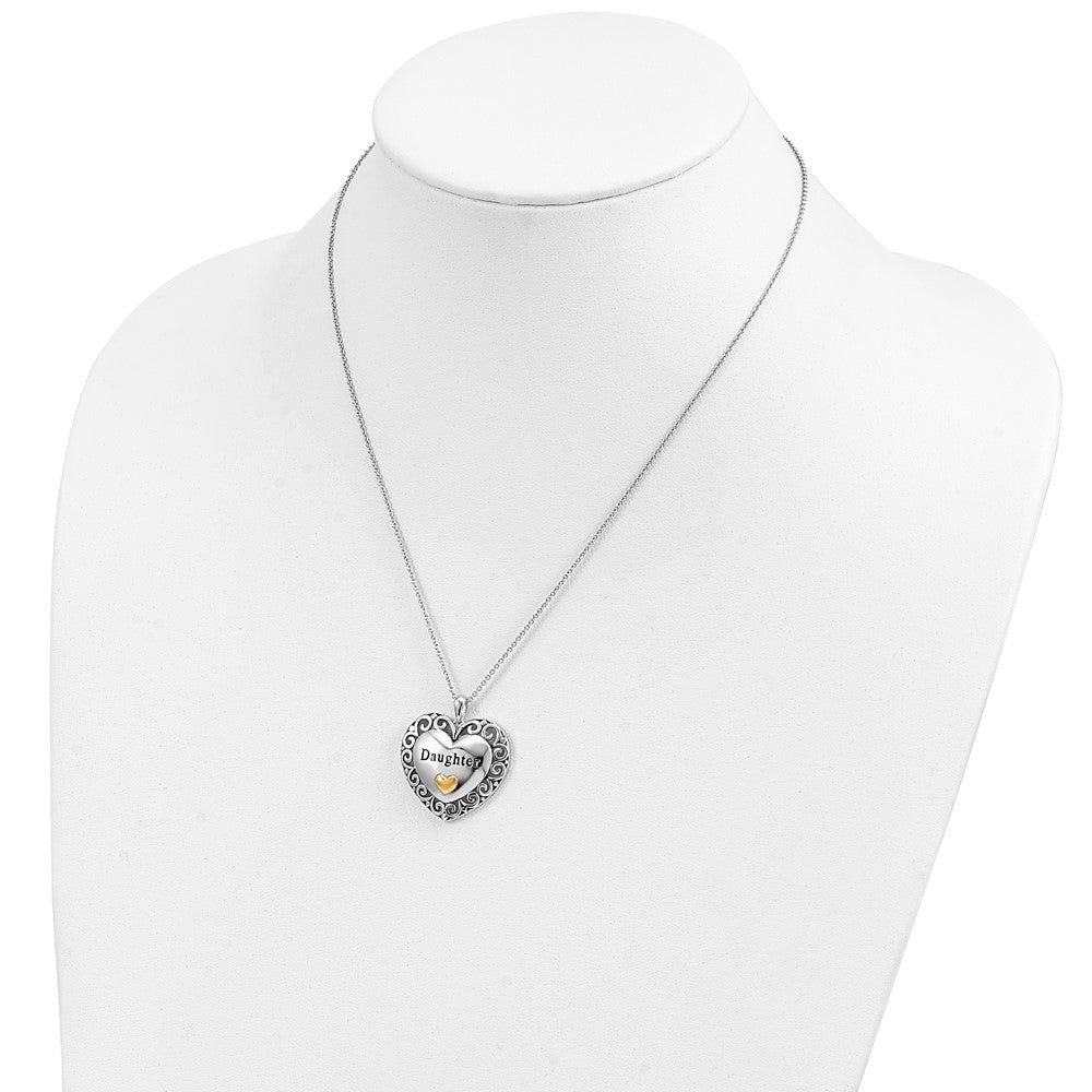 Sterling Silver Sentimental Expressions Gold-Plated Antiqued Daughter 18In. Necklace