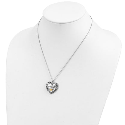 Sterling Silver Sentimental Expressions Gold-Plated Antiqued Daughter 18In. Necklace