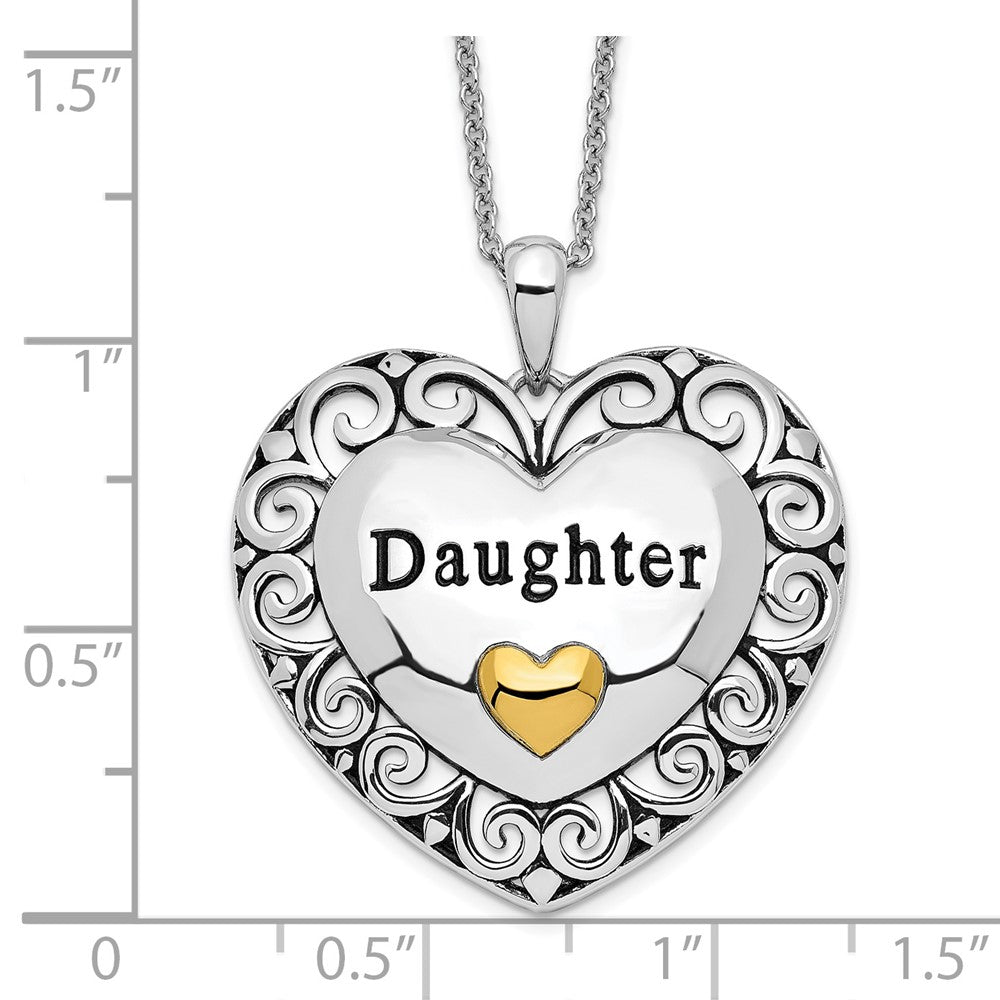 Sterling Silver Sentimental Expressions Gold-Plated Antiqued Daughter 18In. Necklace