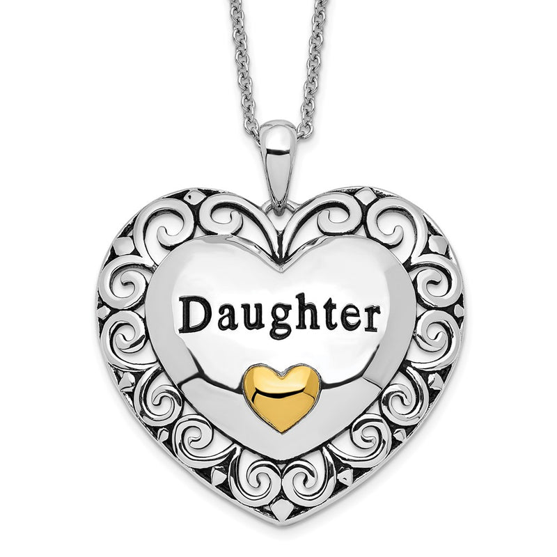 Sterling Silver Sentimental Expressions Gold-Plated Antiqued Daughter 18In. Necklace