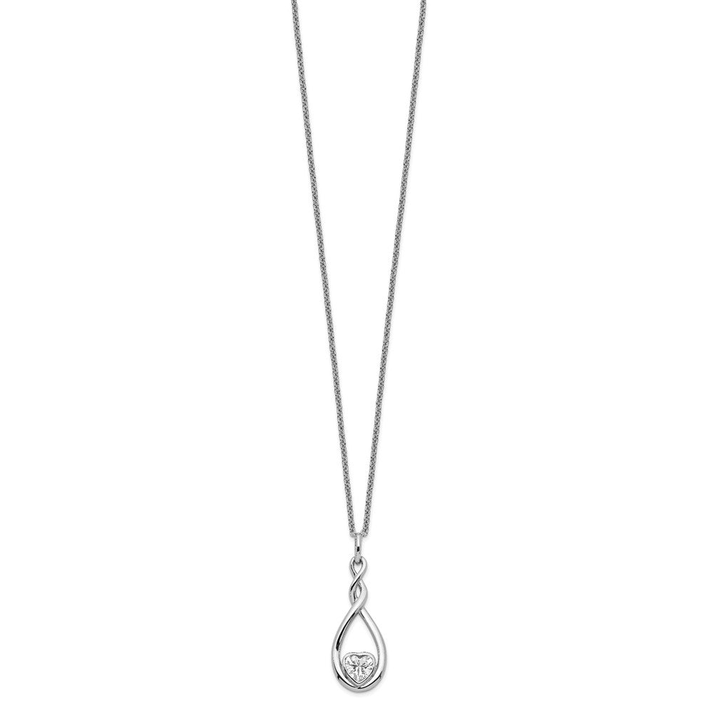 Sterling Silver Sentimental Expressions Rhodium-Plated Cz Love You Forever 18In. Necklace