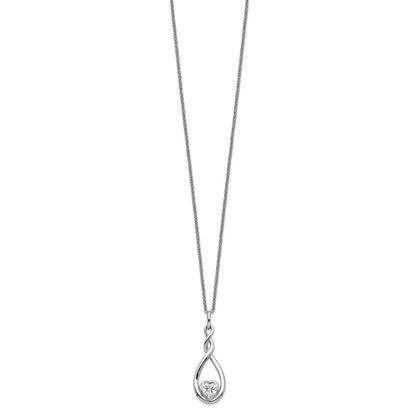 Sterling Silver Sentimental Expressions Rhodium-Plated Cz Love You Forever 18In. Necklace