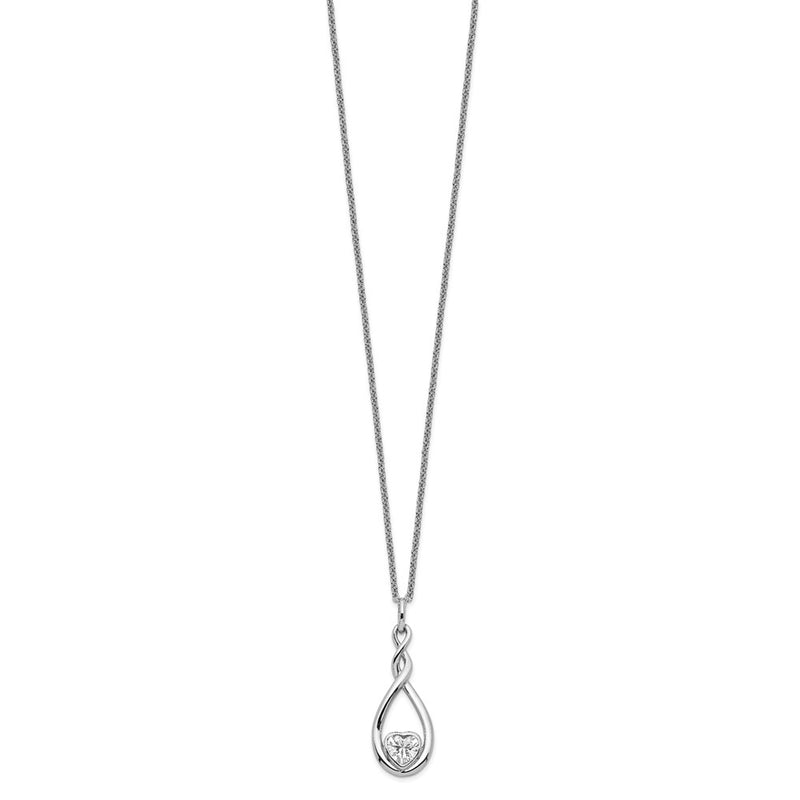 Sterling Silver Sentimental Expressions Rhodium-Plated Cz Love You Forever 18In. Necklace