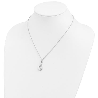 Sterling Silver Sentimental Expressions Rhodium-Plated Cz Love You Forever 18In. Necklace