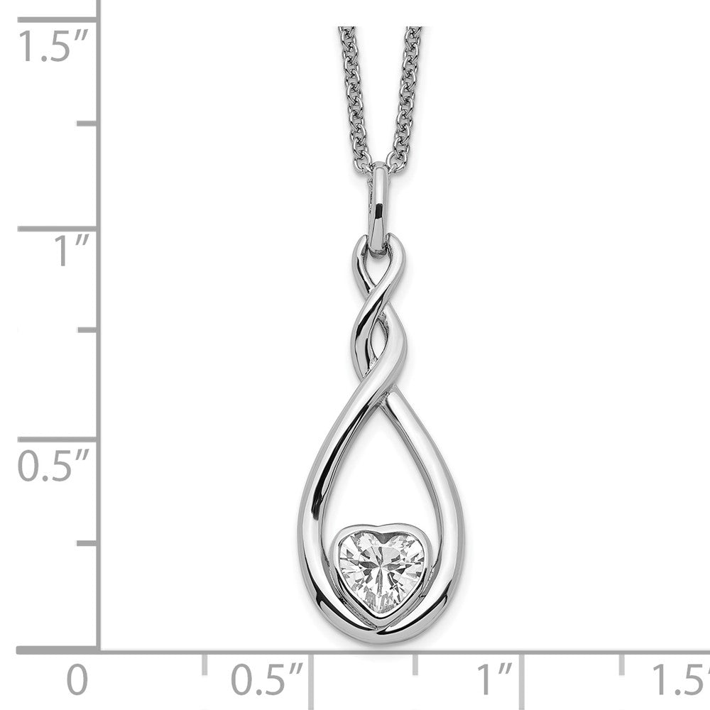 Sterling Silver Sentimental Expressions Rhodium-Plated Cz Love You Forever 18In. Necklace