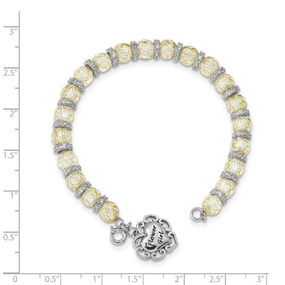 6.25 Inch Sentimental Expressions Sterling Silver Rhodium-Plated Cz Antiqued Flower Girl 6In. Bracelet
