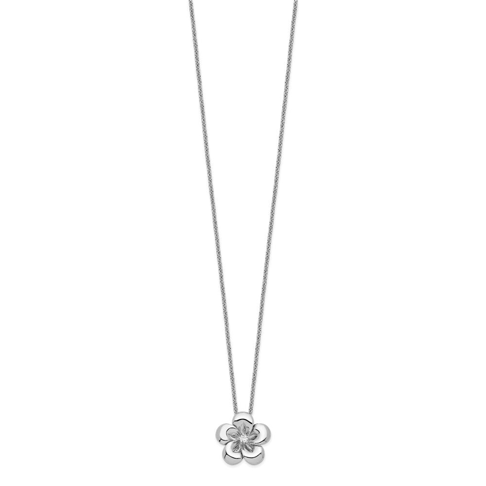 Sterling Silver Sentimental Expressions Rhodium-Plated Cz Be A Blessing 14In. Necklace With 2In. Ext