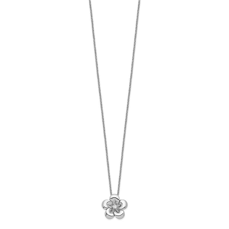 Sterling Silver Sentimental Expressions Rhodium-Plated Cz Be A Blessing 14In. Necklace With 2In. Ext