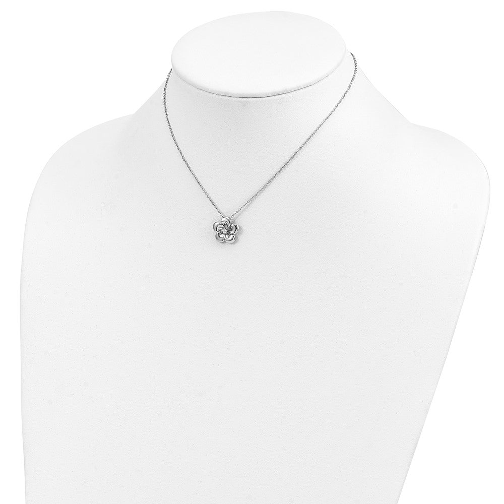 Sterling Silver Sentimental Expressions Rhodium-Plated Cz Be A Blessing 14In. Necklace With 2In. Ext