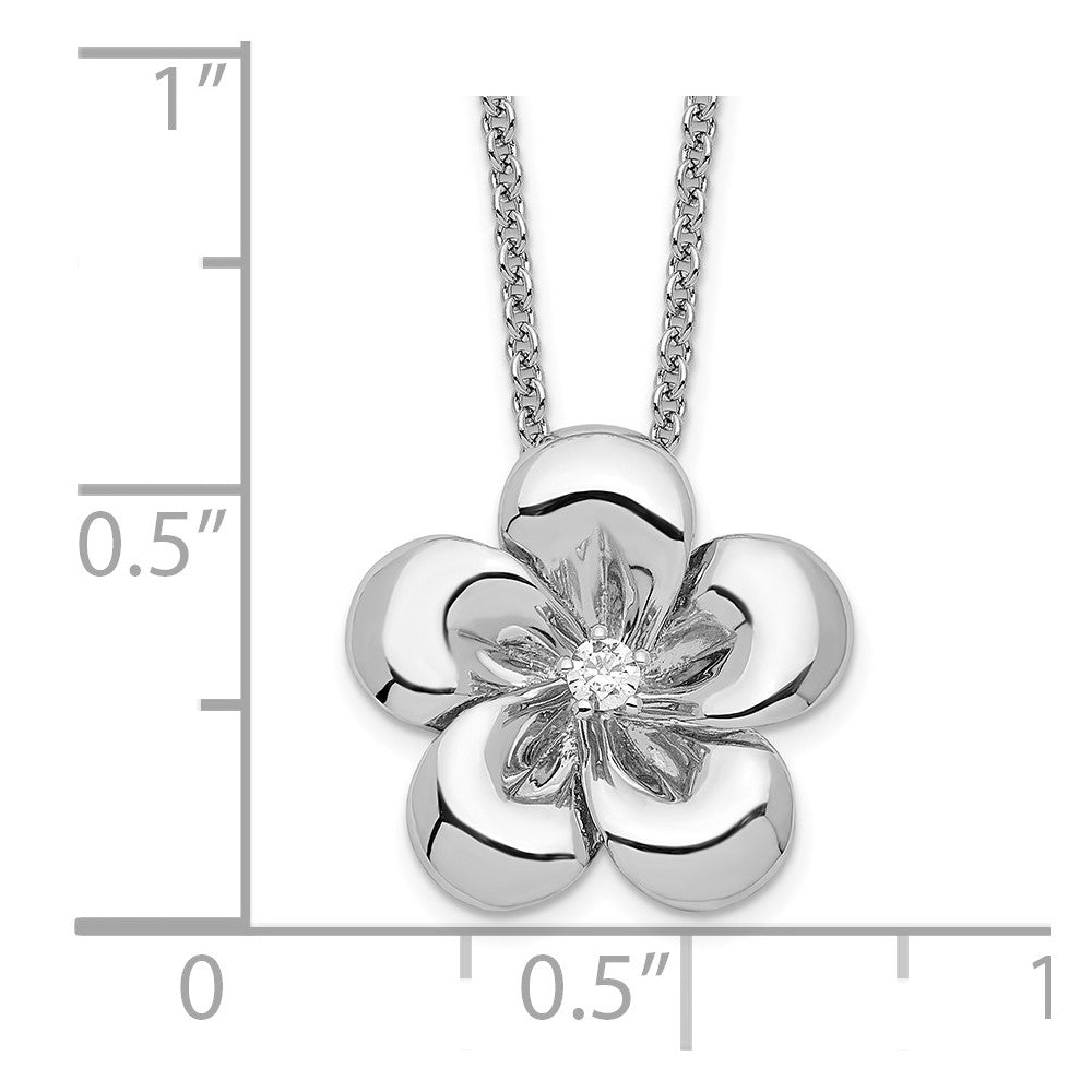 Sterling Silver Sentimental Expressions Rhodium-Plated Cz Be A Blessing 14In. Necklace With 2In. Ext