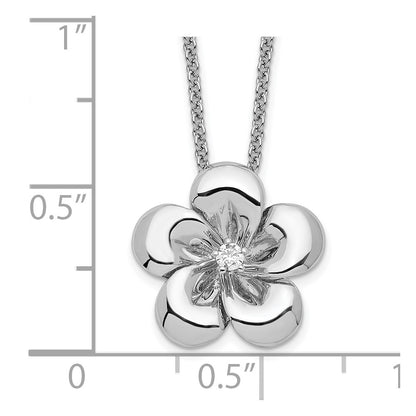 Sterling Silver Sentimental Expressions Rhodium-Plated Cz Be A Blessing 14In. Necklace With 2In. Ext
