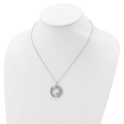 Sterling Silver Sentimental Expressions Rhodium-Plated Cz Antiqued Once In A Lifetime 18In. Necklace