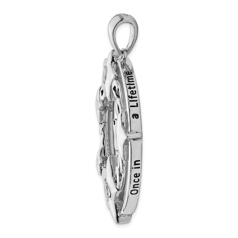 Sterling Silver Sentimental Expressions Rhodium-Plated Cz Antiqued Once In A Lifetime 18In. Necklace