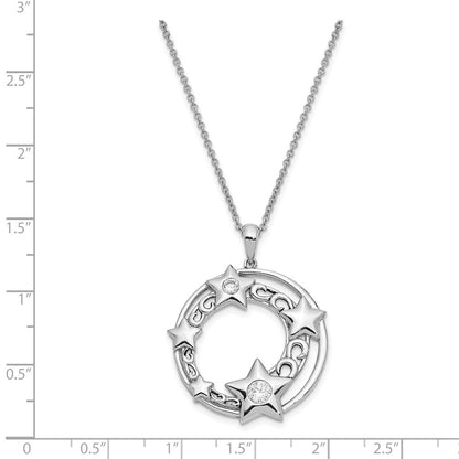 Sterling Silver Sentimental Expressions Rhodium-Plated Cz Antiqued Once In A Lifetime 18In. Necklace