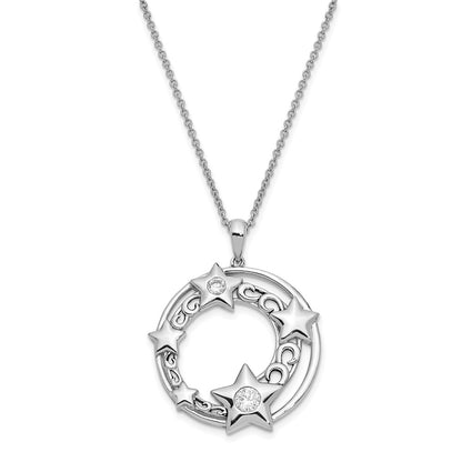 Sterling Silver Sentimental Expressions Rhodium-Plated Cz Antiqued Once In A Lifetime 18In. Necklace
