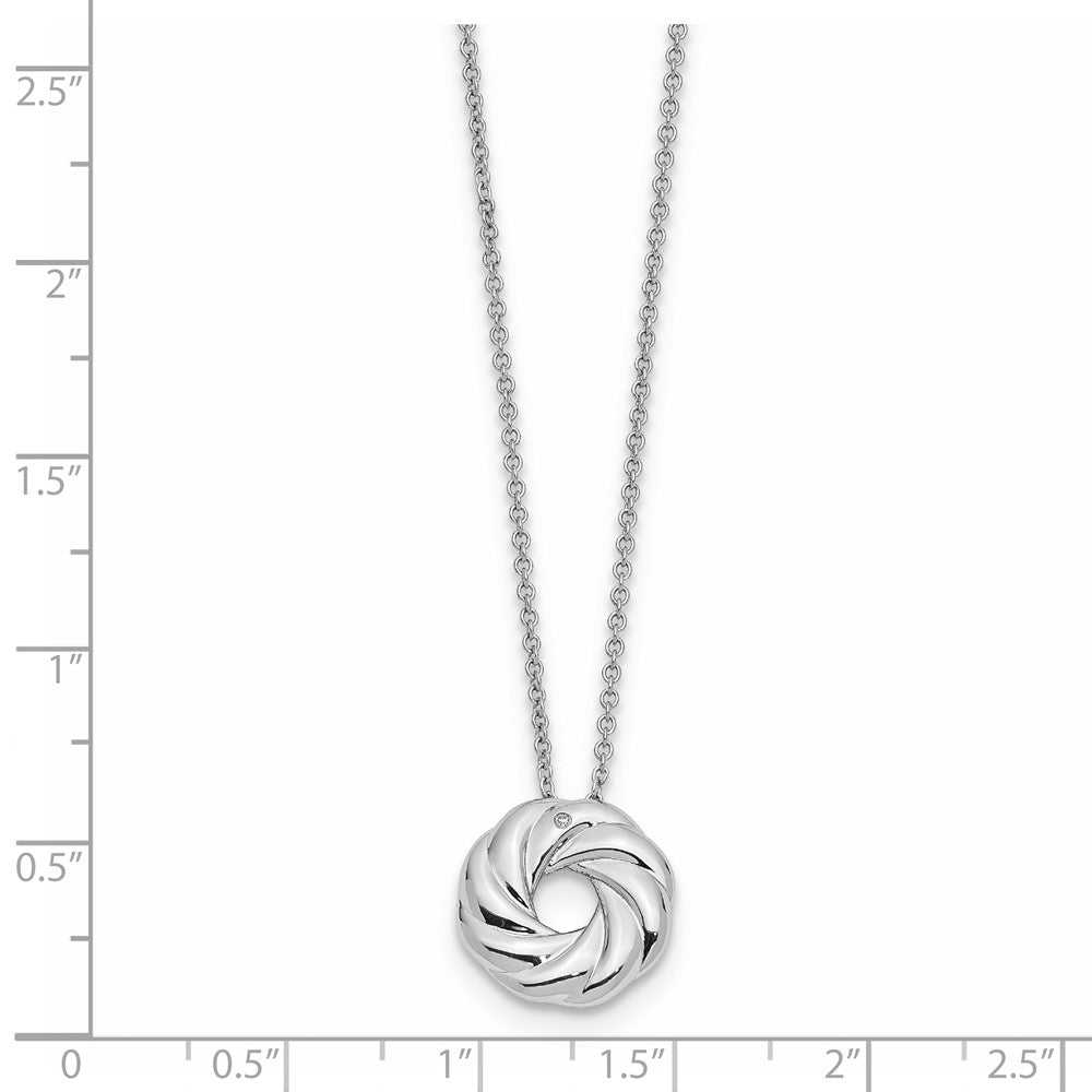 Sterling Silver Sentimental Expressions Rhodium-Plated Cz Sparkle And Shine 14In. Necklace With 2In. Ext