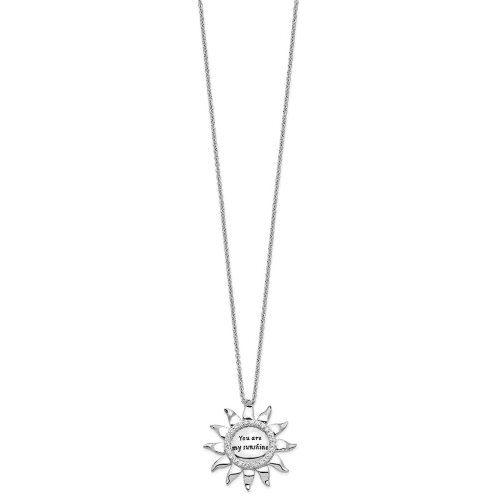 Sterling Silver Sentimental Expressions Rhodium-Plated Cz Antiqued You Are My Sunshine 18In. Necklace