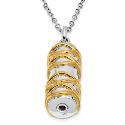 Sterling Silver Sentimental Expressions Rhodium-Plated Cylinder Gold-Tone Accent Ash Holder 18 Inch Necklace