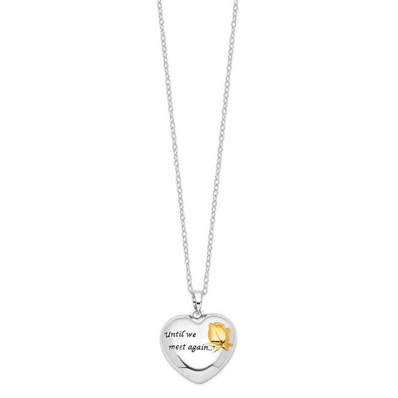 Sterling Silver Sentimental Expressions Rhodium-Plated Antiqued Gold-Tone Accent Until We Meet Again Heart Ash Holder 18 Inch Necklace