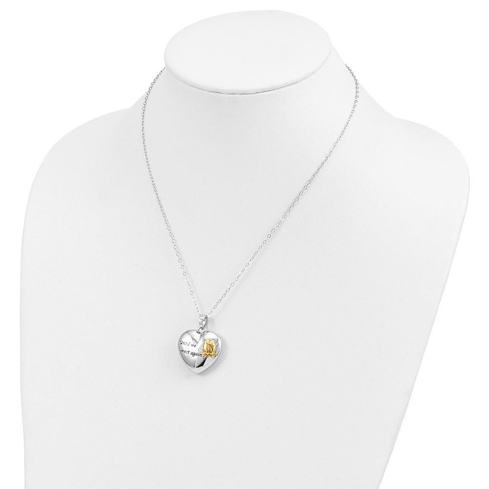 Sterling Silver Sentimental Expressions Rhodium-Plated Antiqued Gold-Tone Accent Until We Meet Again Heart Ash Holder 18 Inch Necklace