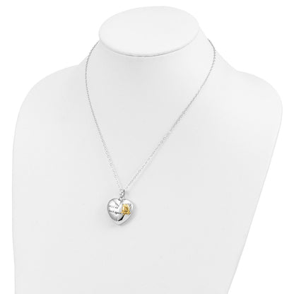 Sterling Silver Sentimental Expressions Rhodium-Plated Antiqued Gold-Tone Accent Until We Meet Again Heart Ash Holder 18 Inch Necklace