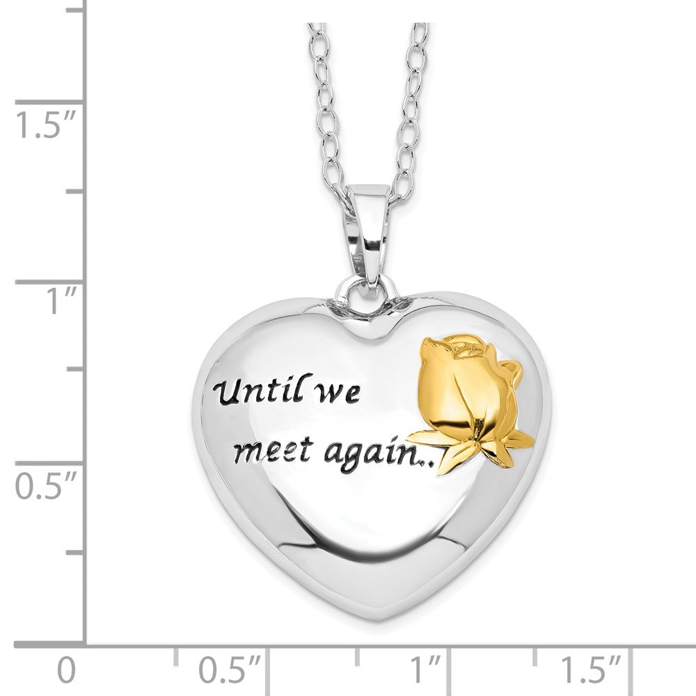 Sterling Silver Sentimental Expressions Rhodium-Plated Antiqued Gold-Tone Accent Until We Meet Again Heart Ash Holder 18 Inch Necklace