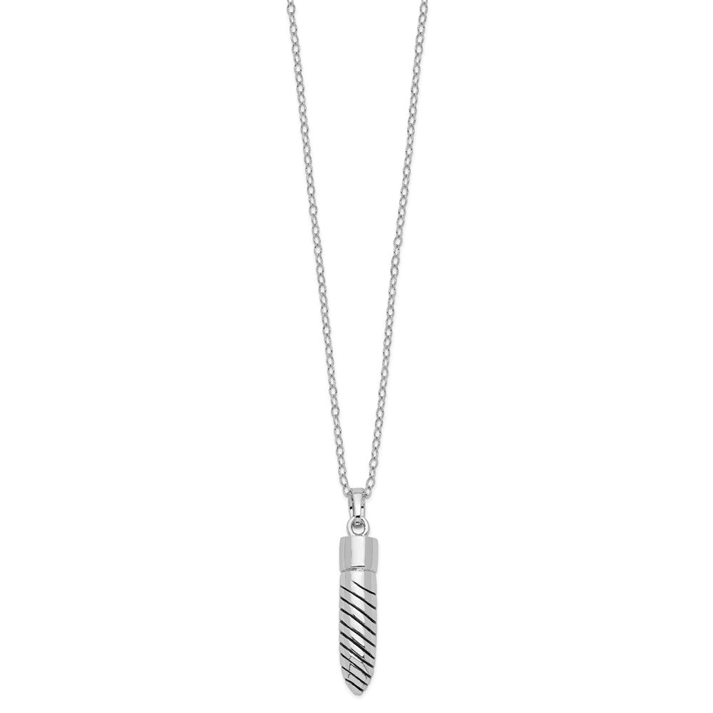 Sterling Silver Sentimental Expressions Rhodium-Plated Antiqued Lined Bullet Ash Holder 18 Inch Necklace