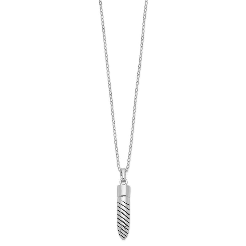 Sterling Silver Sentimental Expressions Rhodium-Plated Antiqued Lined Bullet Ash Holder 18 Inch Necklace