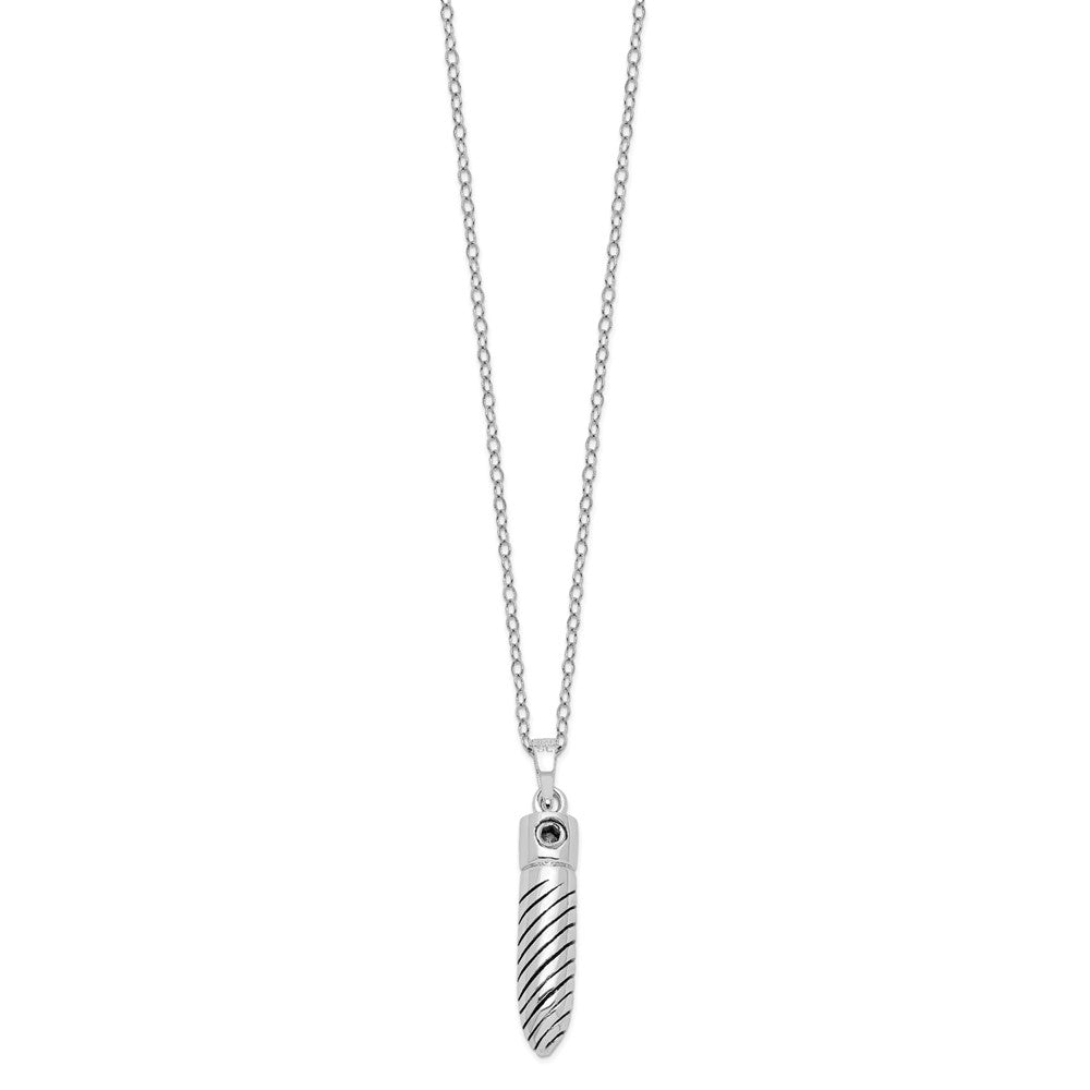 Sterling Silver Sentimental Expressions Rhodium-Plated Antiqued Lined Bullet Ash Holder 18 Inch Necklace
